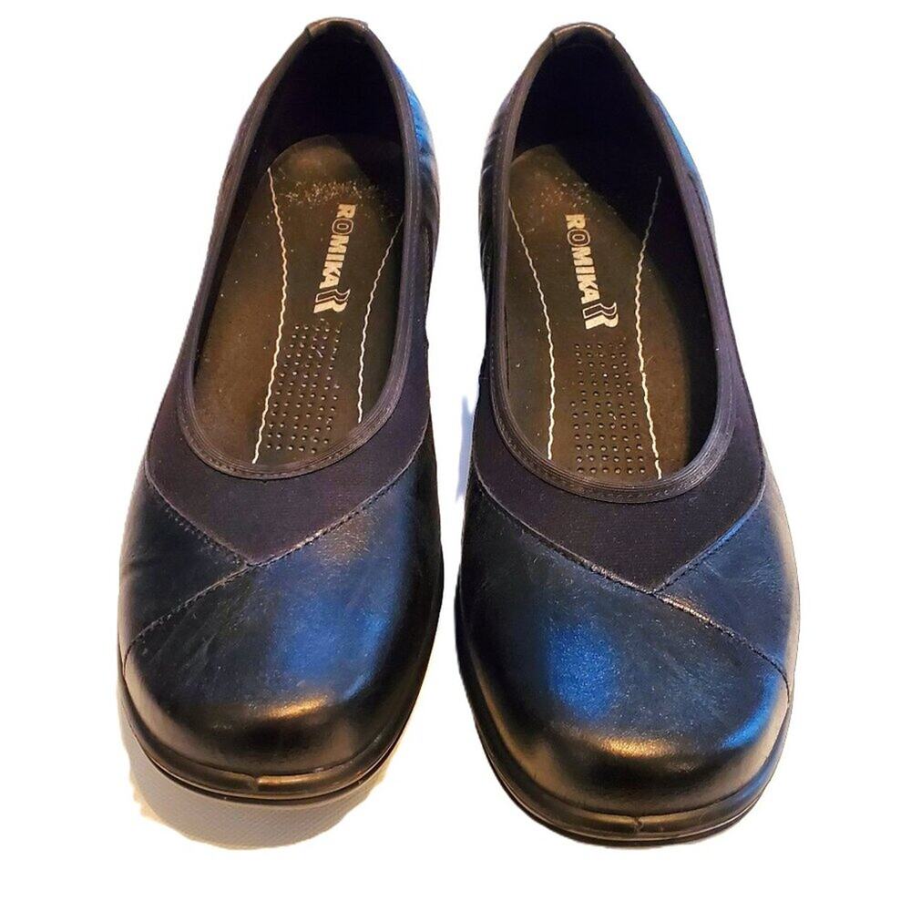 Romika Cassie 21 Women's Black Leather Slip-on Wedge EU 38 | US 7.5